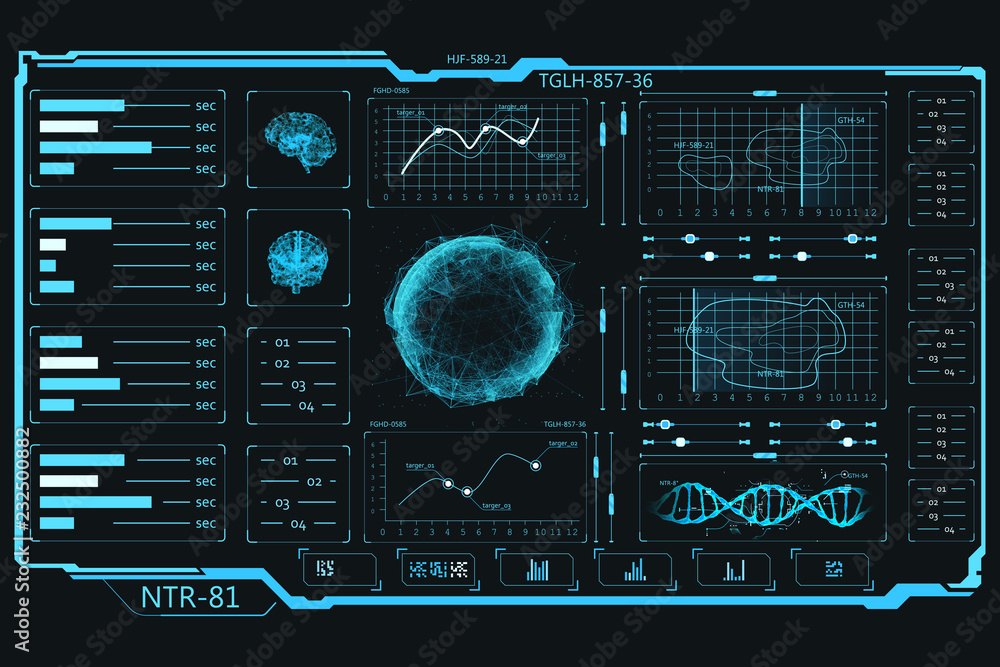 Wall mural ui elements. touch panel. information graphics and data.