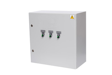 Electrical control box on a white background

