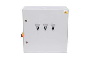 Electrical control box on a white background
