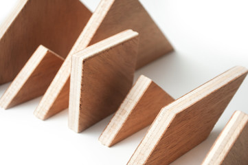 closeup of closeup of tangram piece of construction game on white background