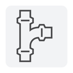 Pipe vector icon. Connection by flange fitting. Part for pipeline construction to transportation water, oil and gas. Also for water supply infrastructure, wastewater treatment, plumbing and irrigation