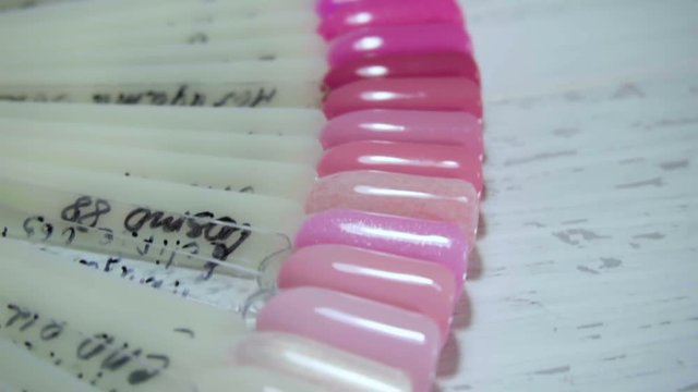 Color examples of nails in the salon manicure
