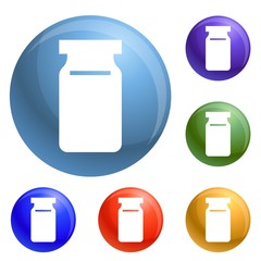 Glass only icons set vector 6 color isolated on white background