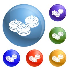 Hanukkah bakery icons set vector 6 color isolated on white background