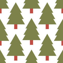 Spruce forest seamless pattern. Winter background. Vector illustration.