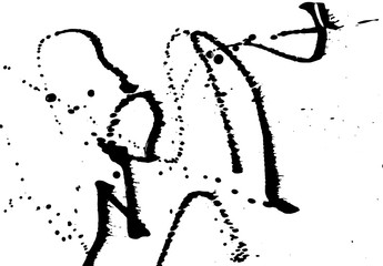 Obraz na płótnie Canvas Ink grunge drops texture. Black hand drawn splashes and stains on white background.