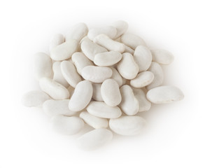 Fototapeta na wymiar Heap of white beans isolated on white background with clipping path