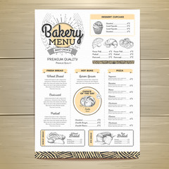 Naklejka premium Vintage bakery menu design. Restaurant menu. Document template
