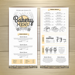 Vintage bakery menu design. Restaurant menu. Document template