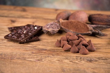 Chocolate sweet, cocoa and food dessert background
