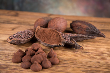 Chocolate sweet, cocoa and food dessert background