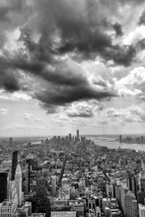 New York cityscape. New York City Manhattan panorama with dramatic sky.