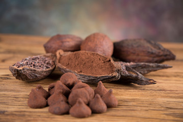 Chocolate sweet, cocoa and food dessert background