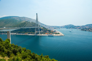 Fototapeta premium Franjo Tudjman bridge and blue lagoon, Dubrovnik, Dalmatia, Croatia