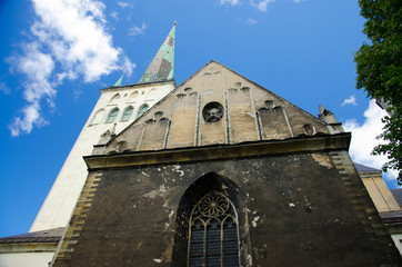 Fototapeta na wymiar Medieval St. Olaf's Church Tower of Old Town of Tallinn, Estonia