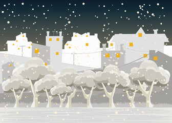 city in winters vector illustration