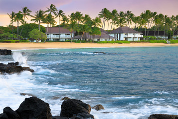 Poipu beach in the morning, Kauai Hawaii