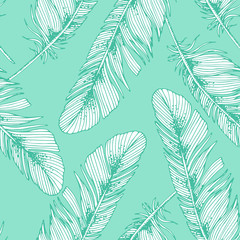 Seamless pattern with feathers. Vector illustration