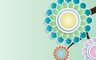 Beautiful trendy nature background. 3d minimal flower with branches.