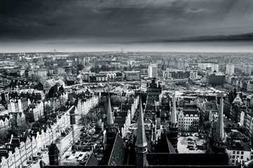 aerial view of Gdańsk from church