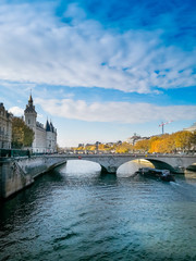 Obraz premium PARIS, FRANCE - November 9 ,2018: Street view of river Seine in Paris city, France.