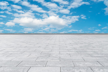 Empty square tiles and beautiful sky scenery