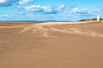 Fototapeta na wymiar Prints and patterns in the sand on the beach