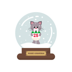 cartoon cute christmas snowglobe with winter cat christmas calendar