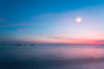 The beautiful sea in the sunset time.