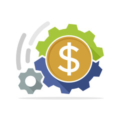 Vector illustration icon with the concept of a dollar-making money machine