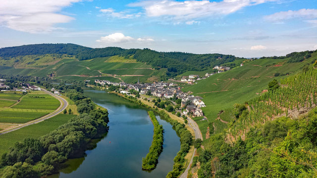 Die Mosel bei &Uuml;rzig, Rheinland-Pfalz, Deutschland 