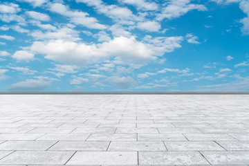 Empty square tiles and beautiful sky scenery