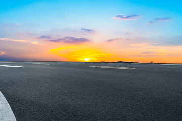 Sky Highway Asphalt Road and beautiful sky sunset scenery