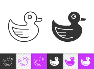 Rubber Duck Kid game simple black line vector icon