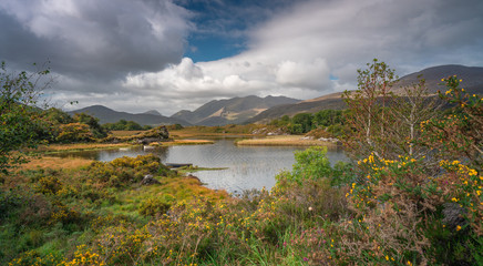 Landschaftsidylle mit kleinen Booten am See im Killarney Nationalpark
