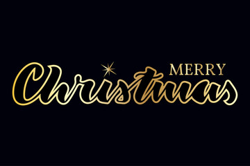 Merry christmas lettering with golden texture