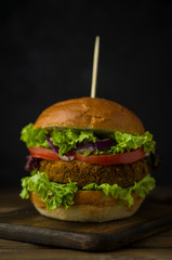 Vegan burger with vegetables