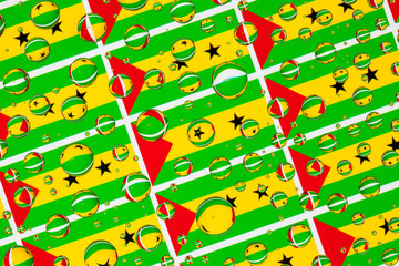 Rain drops full of Sao Tome and Principe flags