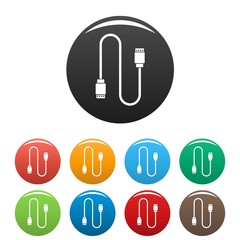 Charging vape cable icons set 9 color vector isolated on white for any design