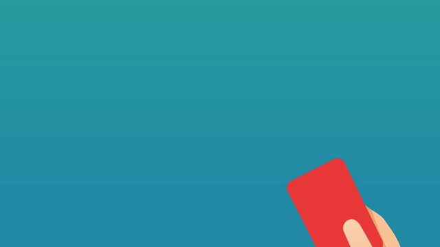 Bras levant un carton rouge puis un carton jaune +Alpha (flat design)