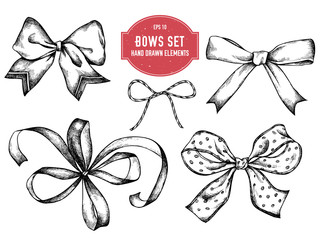 Vector collection of hand drawn bows