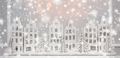 Fototapeta premium Christmas background of paper decorations. Xmas and Happy New Year composition