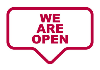 red vector banner we are open