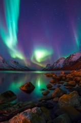 Fototapeta na wymiar The polar lights in Norway. Tromso.