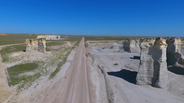 Kansas Monument Rock Formations Aerial