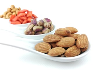 assorted, cashew nuts,  pistachio, almond and fish cracker