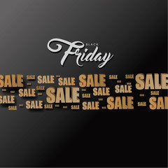 Black Friday sale design with dimensional golden text and calligraphy. Eps10 vector illustration.