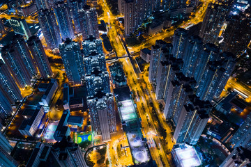 Fototapeta premium Hong Kong residential district at night