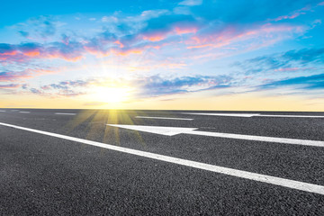 Empty highway asphalt pavement and sky cloud landscape..