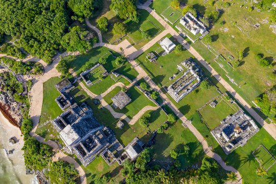 Tulum Maya Ruins Aerial View Panorama